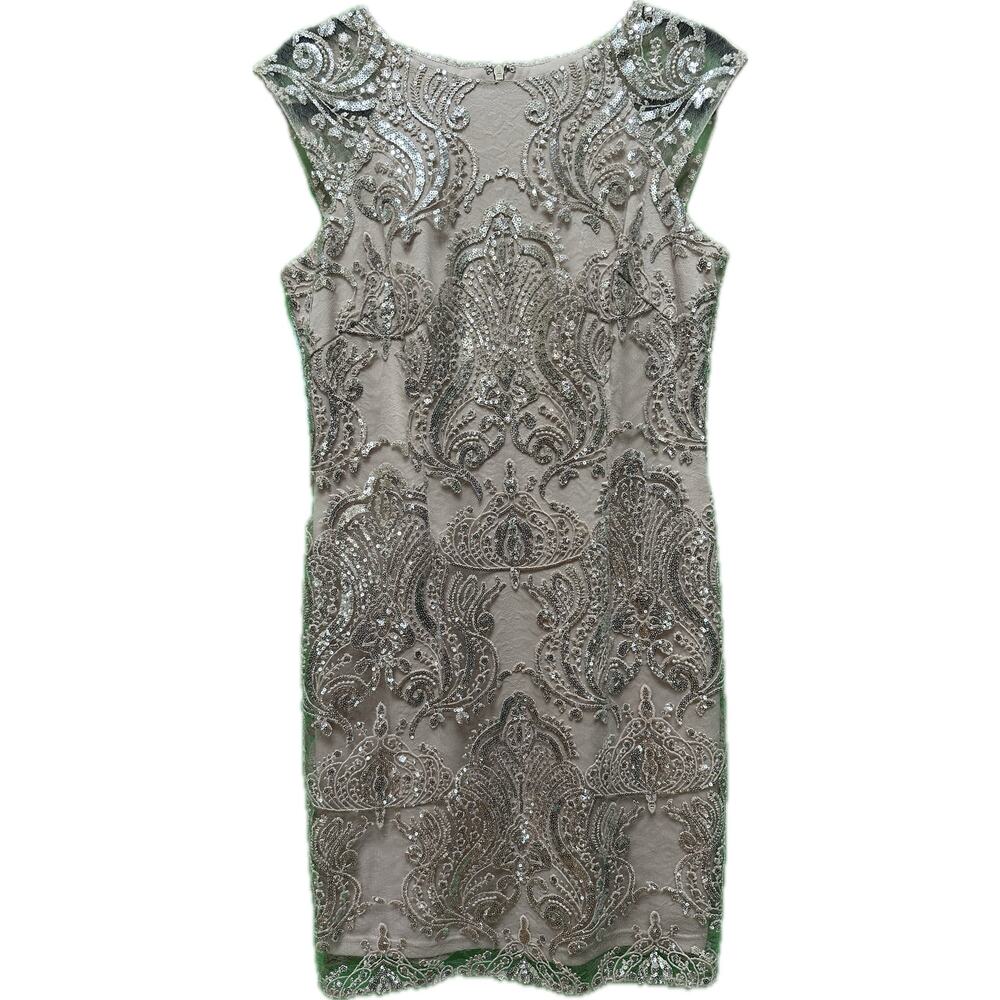 Emma Street Sequins Beige Silver Dress Size 6 Formal CocktailSpecial Occasion
